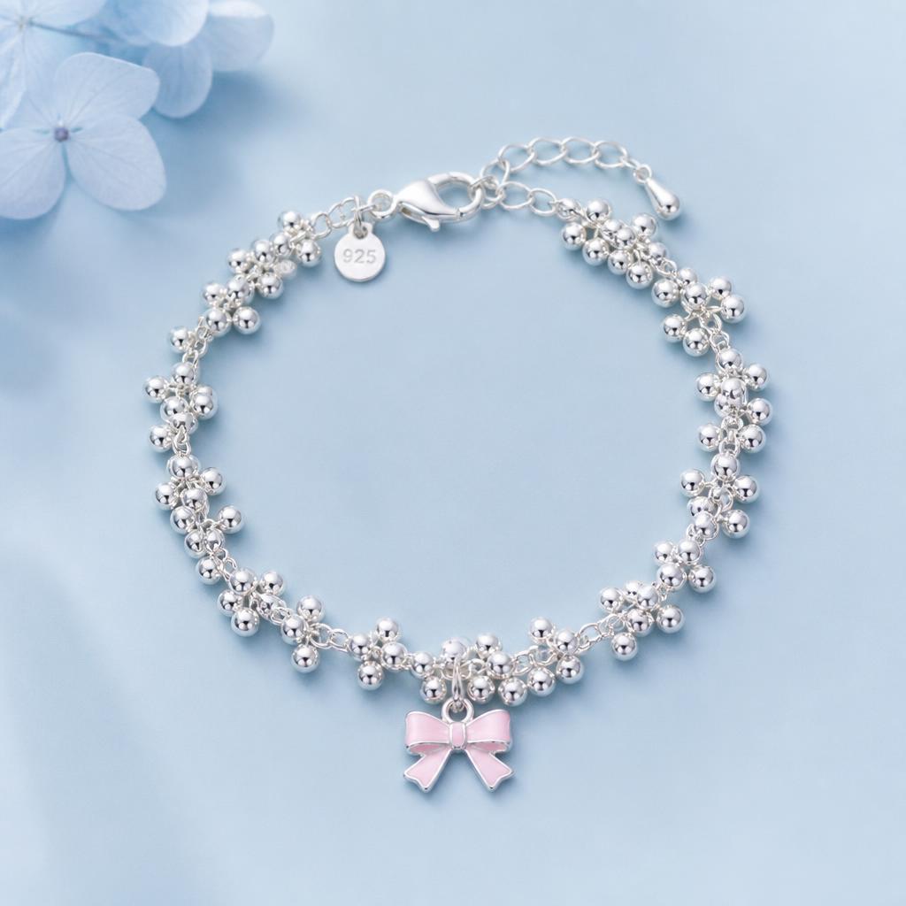 Blush Bow Charm Bracelet